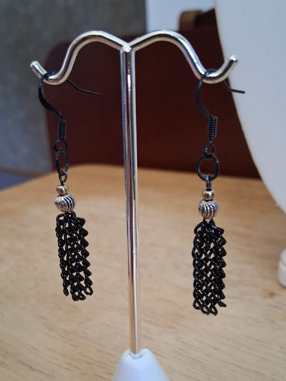 Black Chain Tassel Earrings LL124